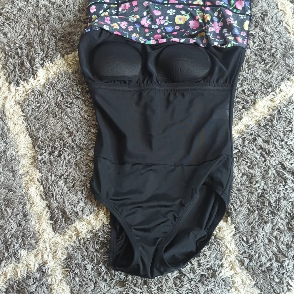 St Johns Bay Floral Swimsuit Dress Padded Size Women's 10